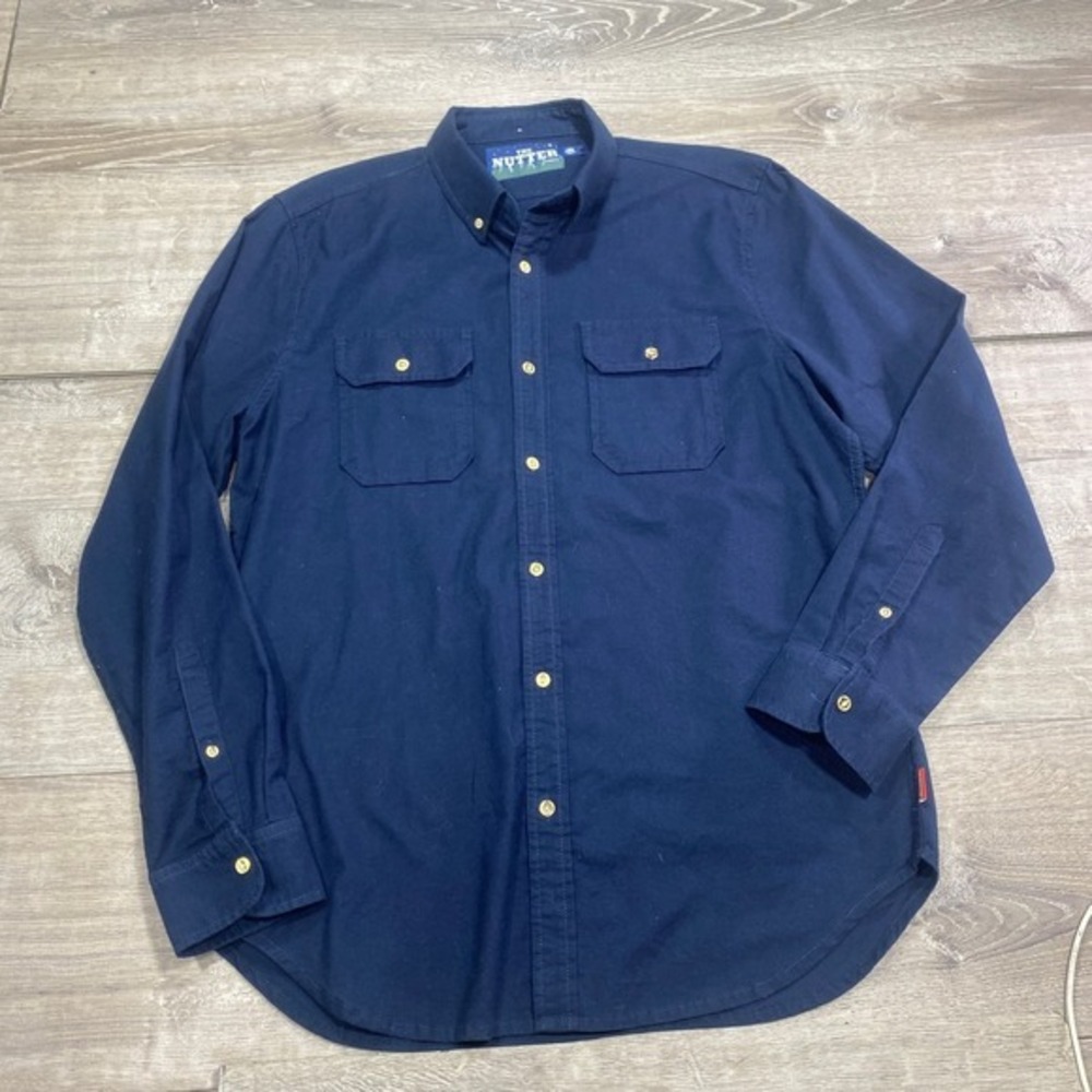 Chubbies The Nutter Shirt Mens L Navy Long Sleeve Button Down Pocket Casual